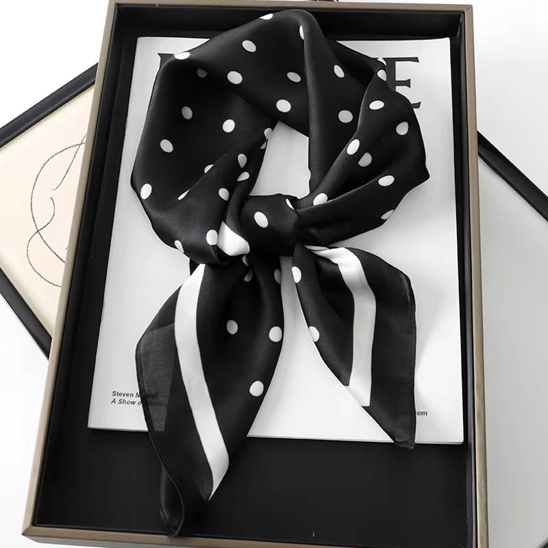 Silk Neck Scarf - 高級レディースヘアドットスカーフ女性用シルクスクエアスカーフヘッドラップ女性用バンダナファッションスカーフショール女性用ネッカチーフ