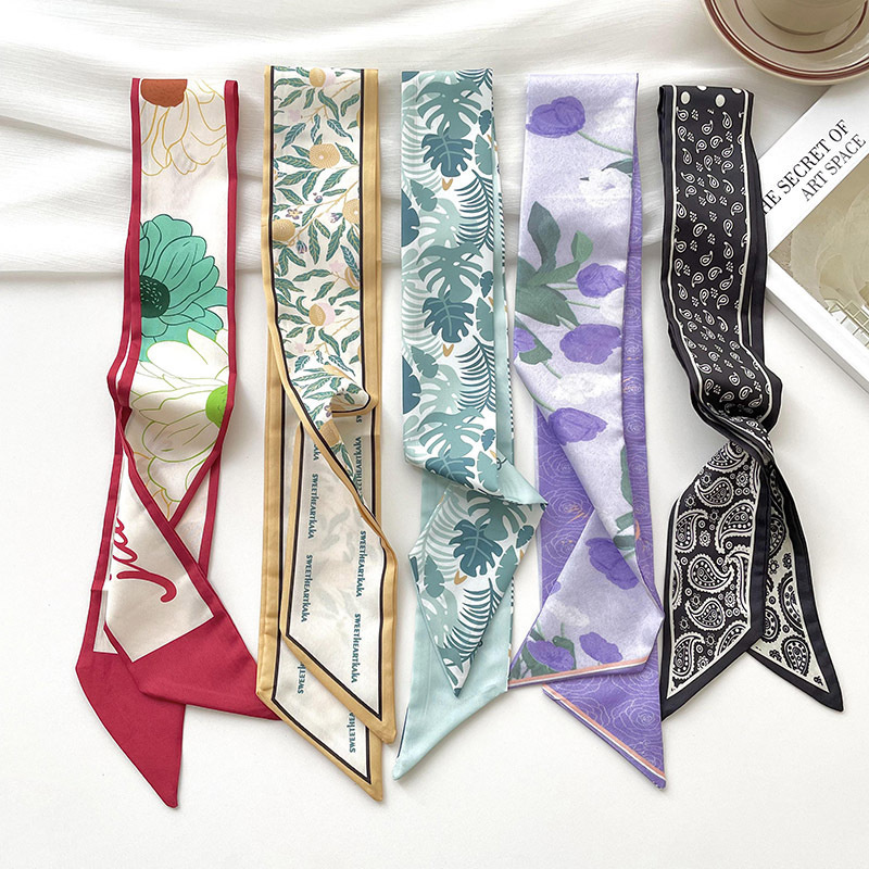 Silk Neck Scarf - 新しい高級ブランドモデル小さなシルクスカーフ女性ヘアバンドバッグハンドバッグハンドルリボンスカーフバンドネックスカーフネッカチーフ