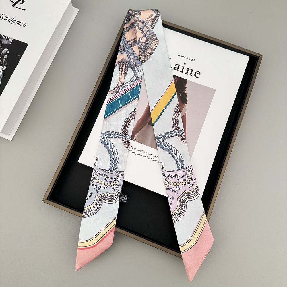 新しいロングサドルスカーフ模擬シルクヘッドバンドファッション - Face Scarf Mask のレビューと価格