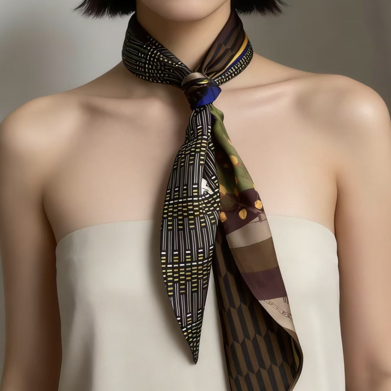 高級プリントロングヘアリボンベベルシルクスカーフ女性ネクタイ - Silk Neck Scarf のレビューと価格