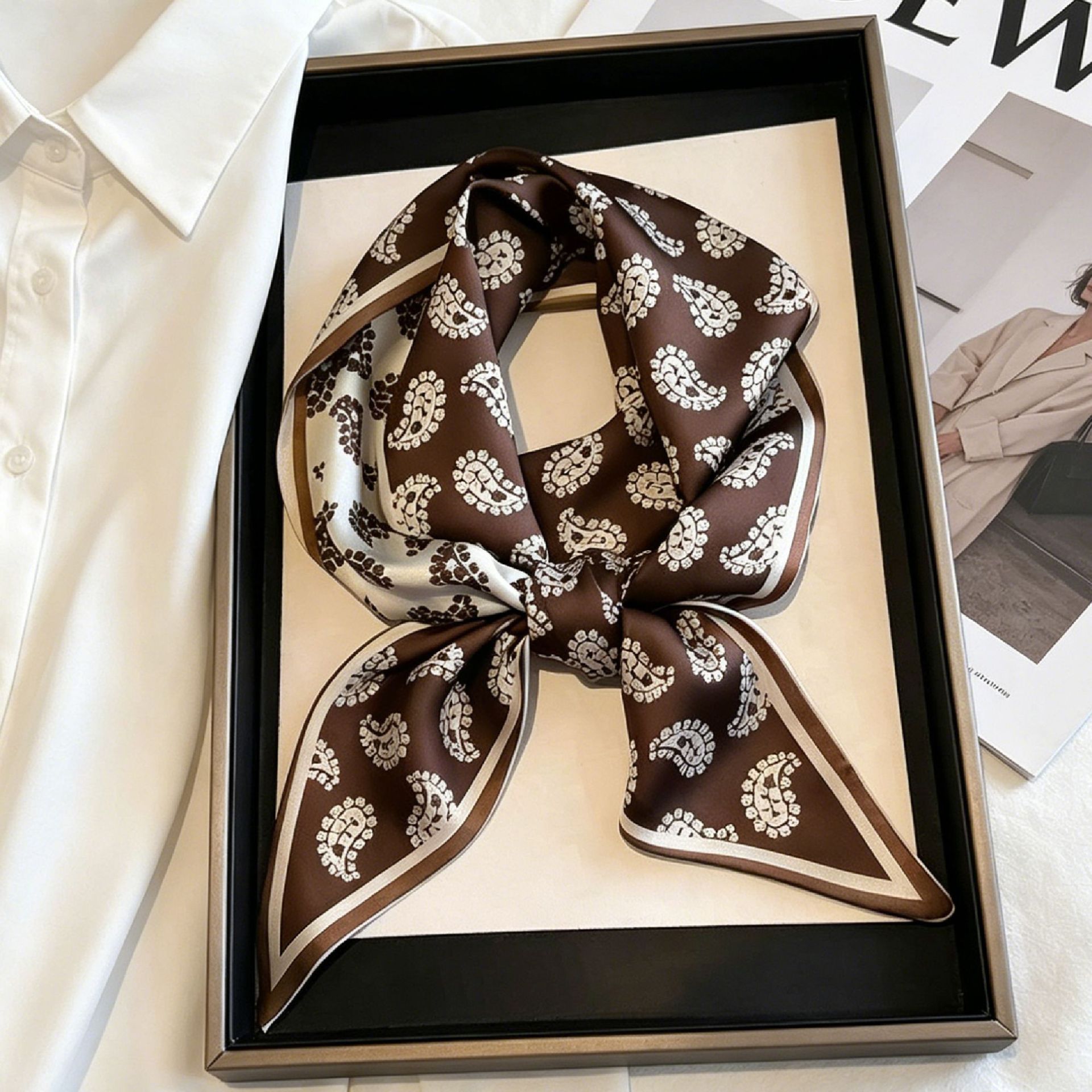 高級ロングネッカチーフ、細いヘアバンド、女性用シルクスカーフ - Silk Neck Scarf のレビューと価格