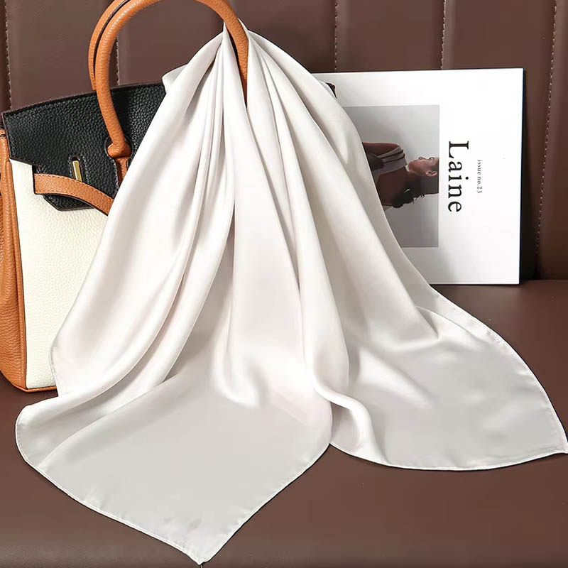 高級無地シルクスクエアスカーフ女性用ソフトサテン馬毛ヘアバン - Silk Neck Scarf のレビューと価格