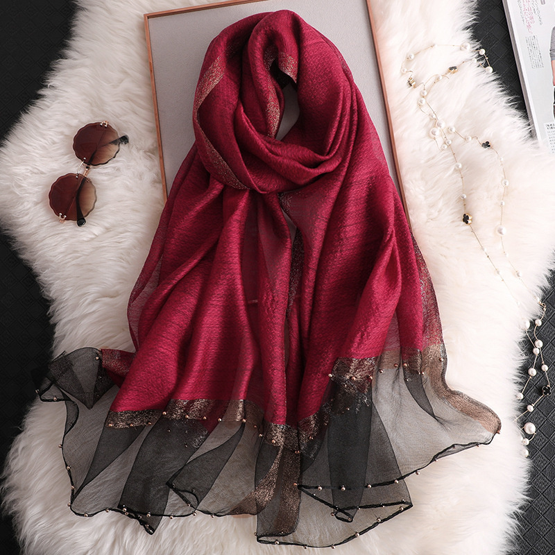 女性用の豪華なシルクスカーフ,花,刺embroidered, - Scarf Silk Square のレビューと価格
