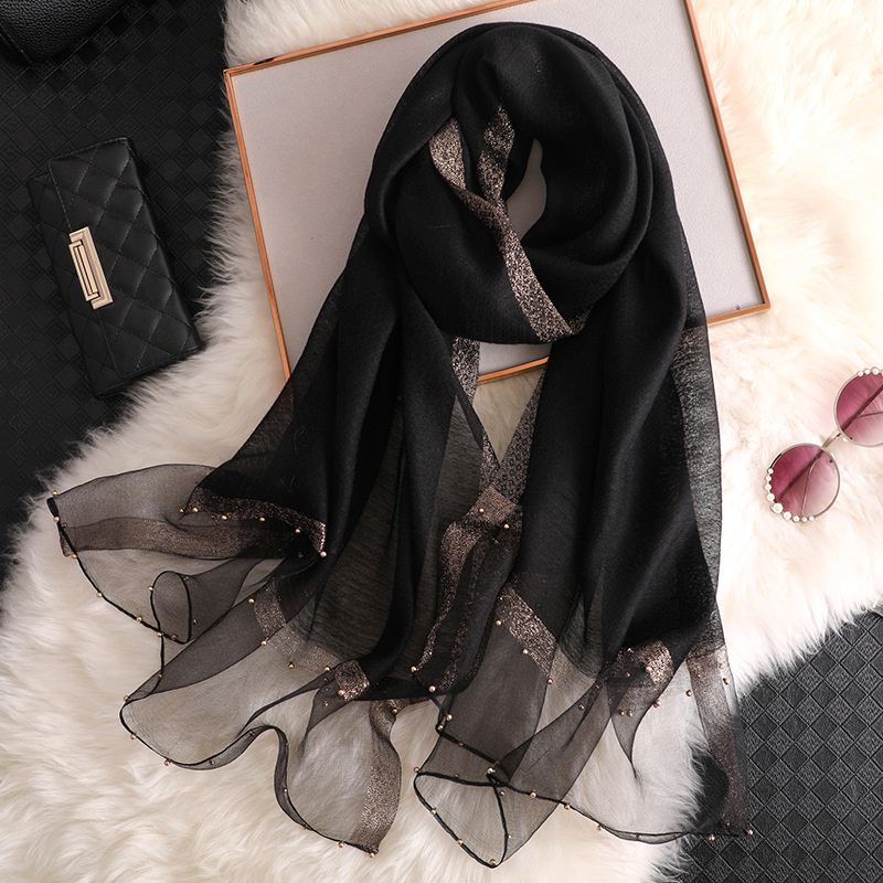 女性用の豪華なシルクスカーフ,花,刺embroidered, - Scarf Silk Square のレビューと価格