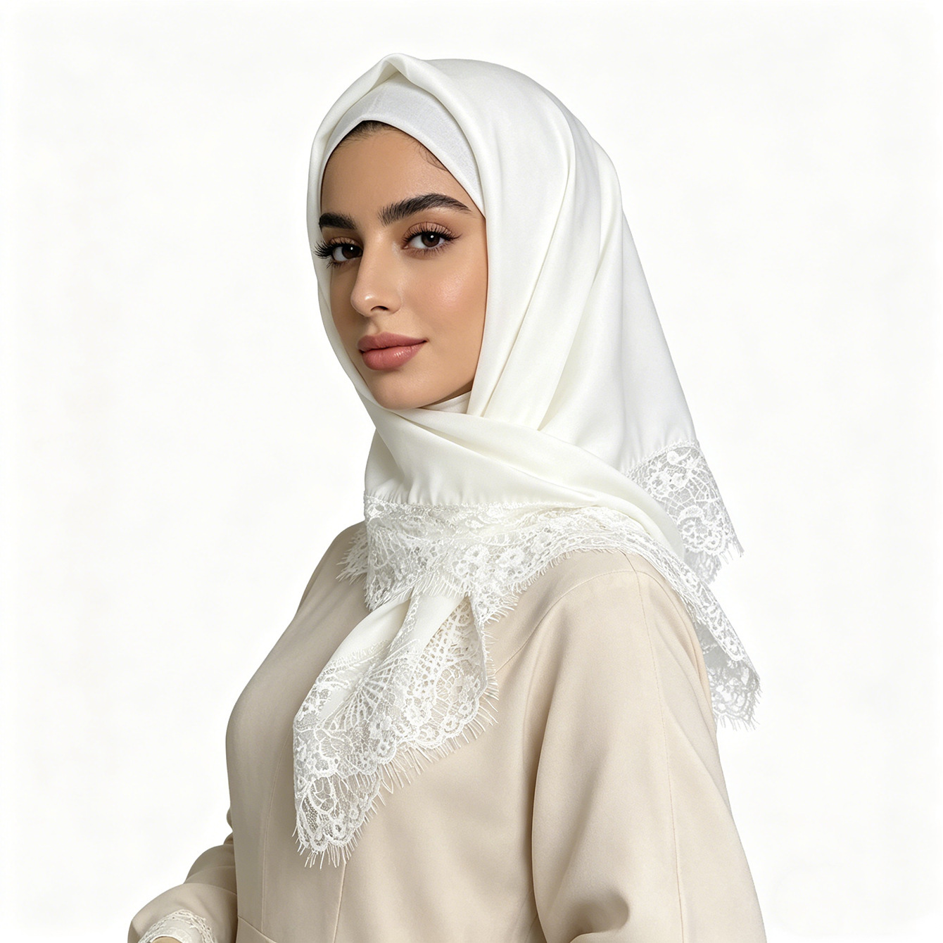 70x70cm 正方形スカーフ女性レーストリムヒジャブ蝶ネク - Head Wrap Turban のレビューと価格