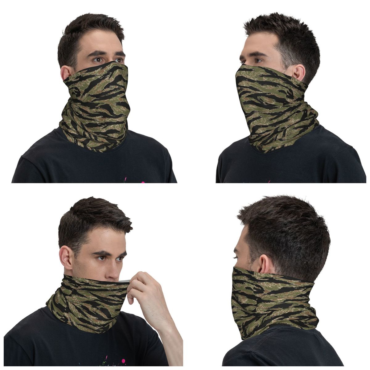 男性と女性のためのパーソナライズされた虎のストライプの迷彩チ - Neck Warmer Tube のレビューと価格